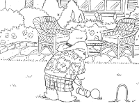 A coloring page of paddington bear